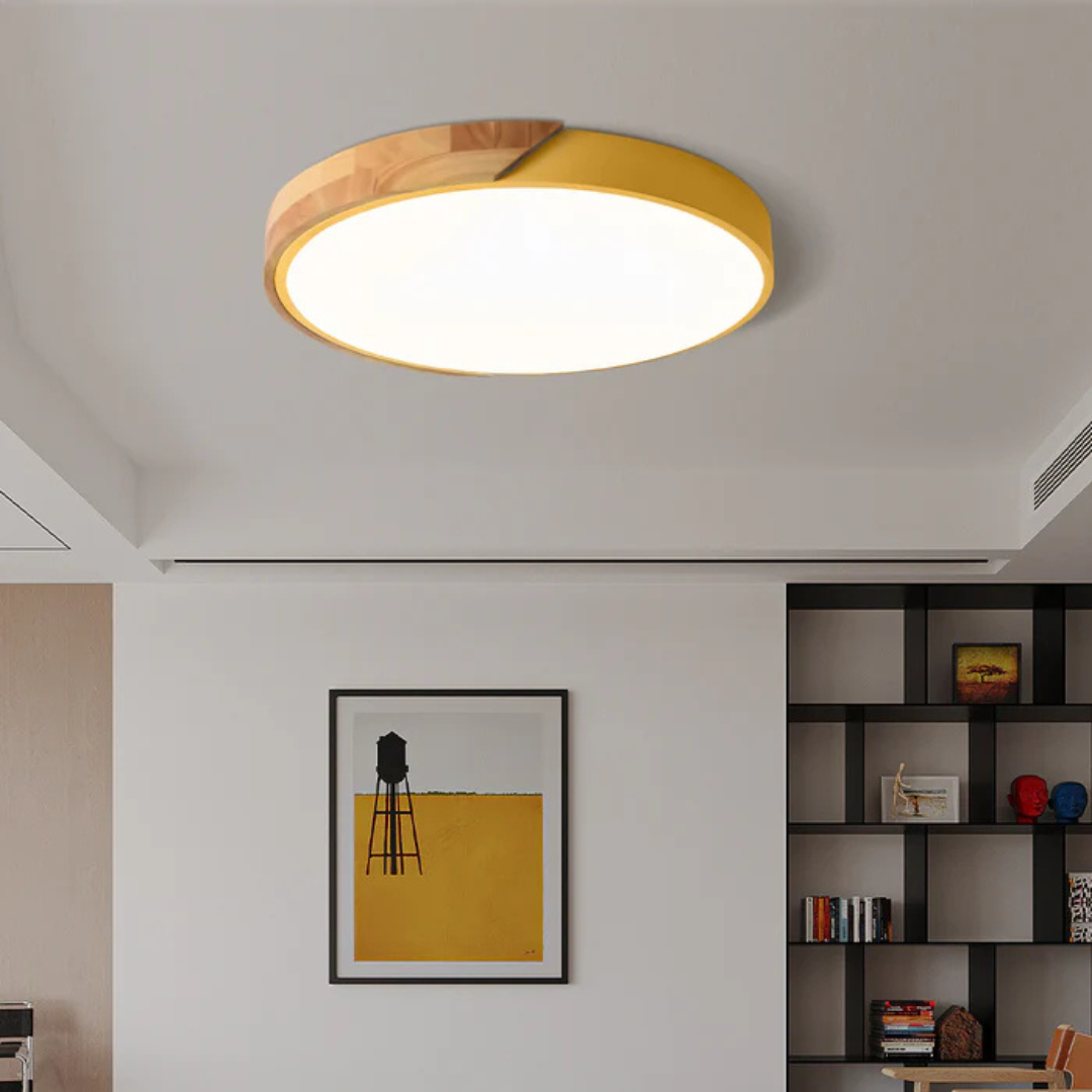 Drewniana Lampa Sufitowa LED – Minimalistyczny Styl Skandynawski