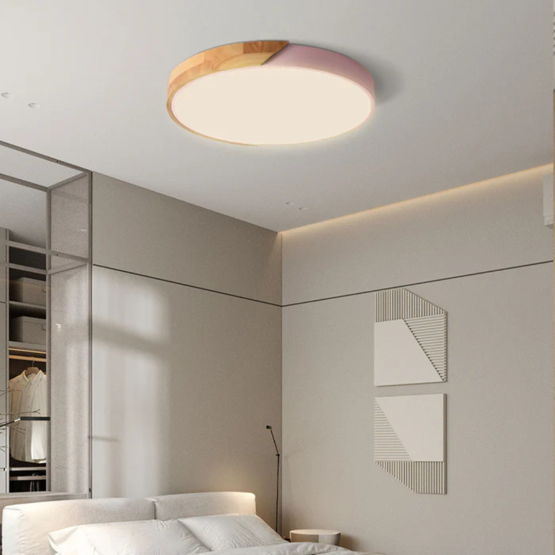 Drewniana Lampa Sufitowa LED – Minimalistyczny Styl Skandynawski