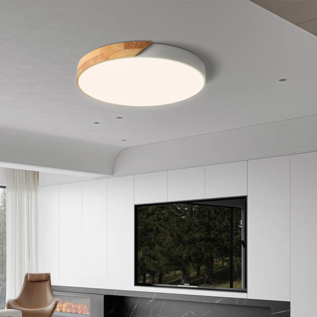 Drewniana Lampa Sufitowa LED – Minimalistyczny Styl Skandynawski