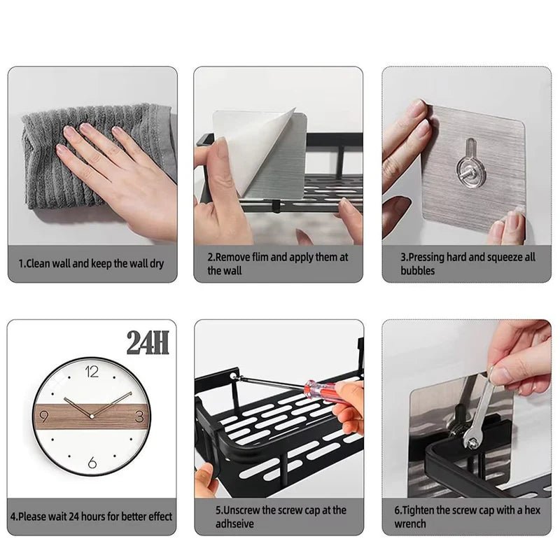 Aluminiowa Półka Prysznicowa na Klej - Srebrna