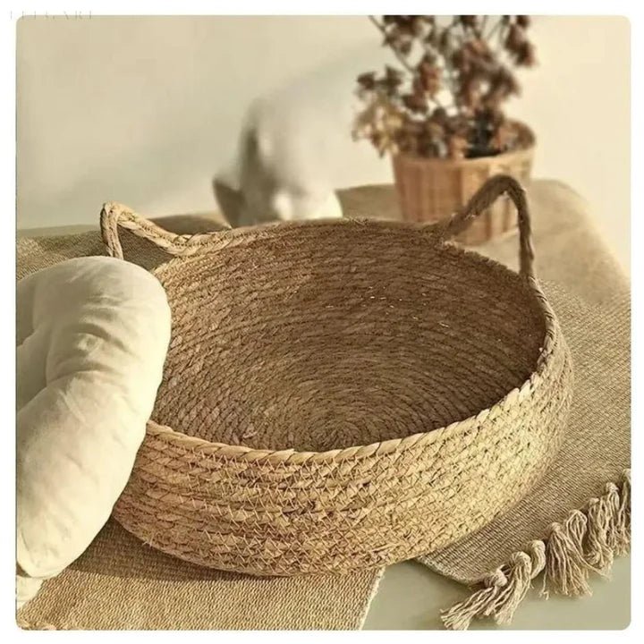 Bambusowe legowisko dla kota/małego psa – Forma „donut”, spód z przyczepnością - 35cm x 13cm