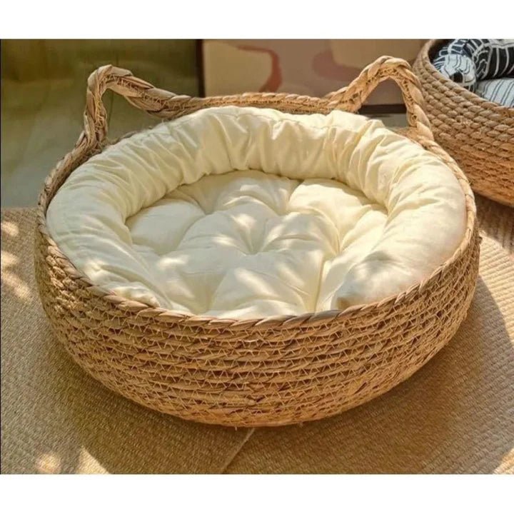 Bambusowe legowisko dla kota/małego psa – Forma „donut”, spód z przyczepnością - 35cm x 13cm
