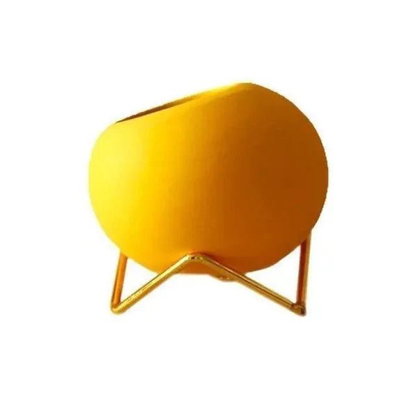 Ceramiczna doniczka ze stalowym stojakiem - Złoty