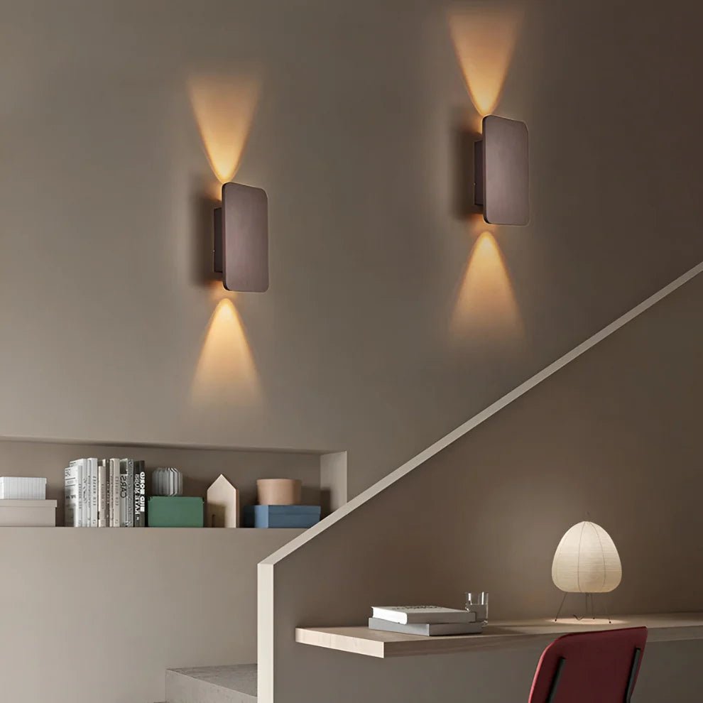Czarna lampa ścienna prostokątna - Brązowy