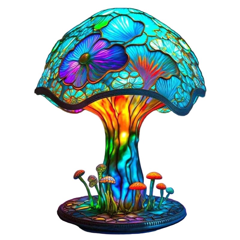 Dekoracyjna lampa stołowa w stylu mozaiki - Kwiat lotosu