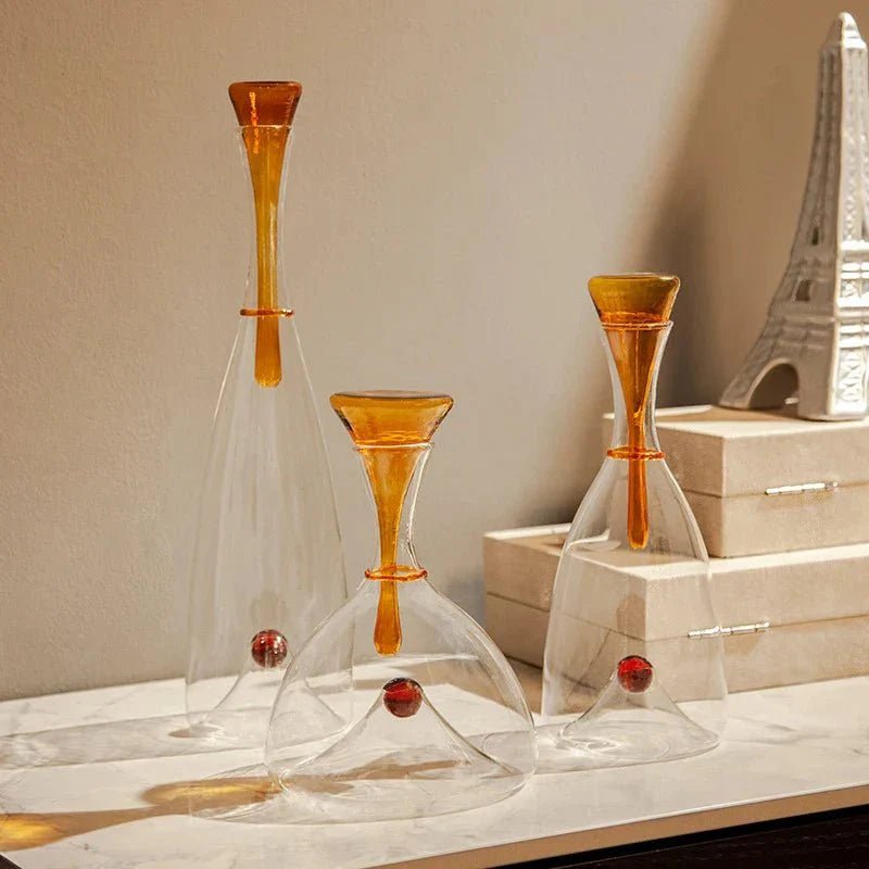 Dekoracyjne Szklane Butelki ze Zdobionym Korkiem - Niebieski
