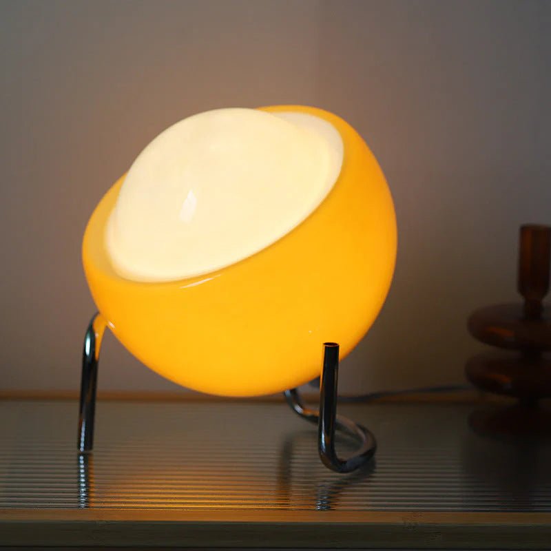 Designerska lampa stołowa z kamieniem szklanym -