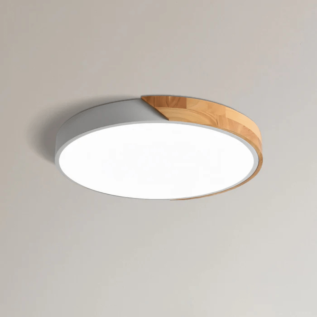 Drewniana Lampa Sufitowa LED – Minimalistyczny Styl Skandynawski - Szary