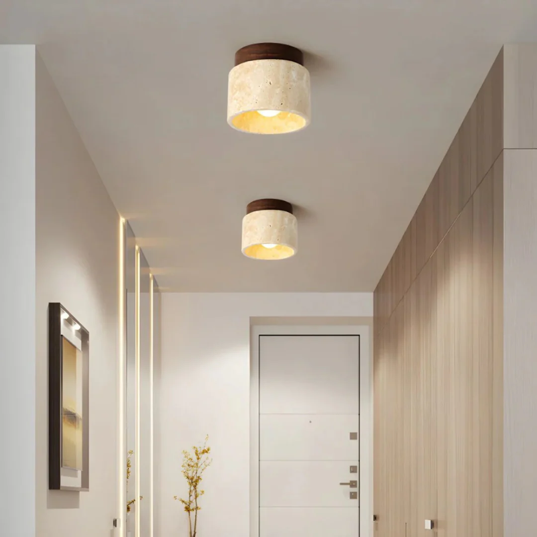 Drewniana Lampa Sufitowa LED – Minimalistyczny Styl Japoński – Naturalne Światło