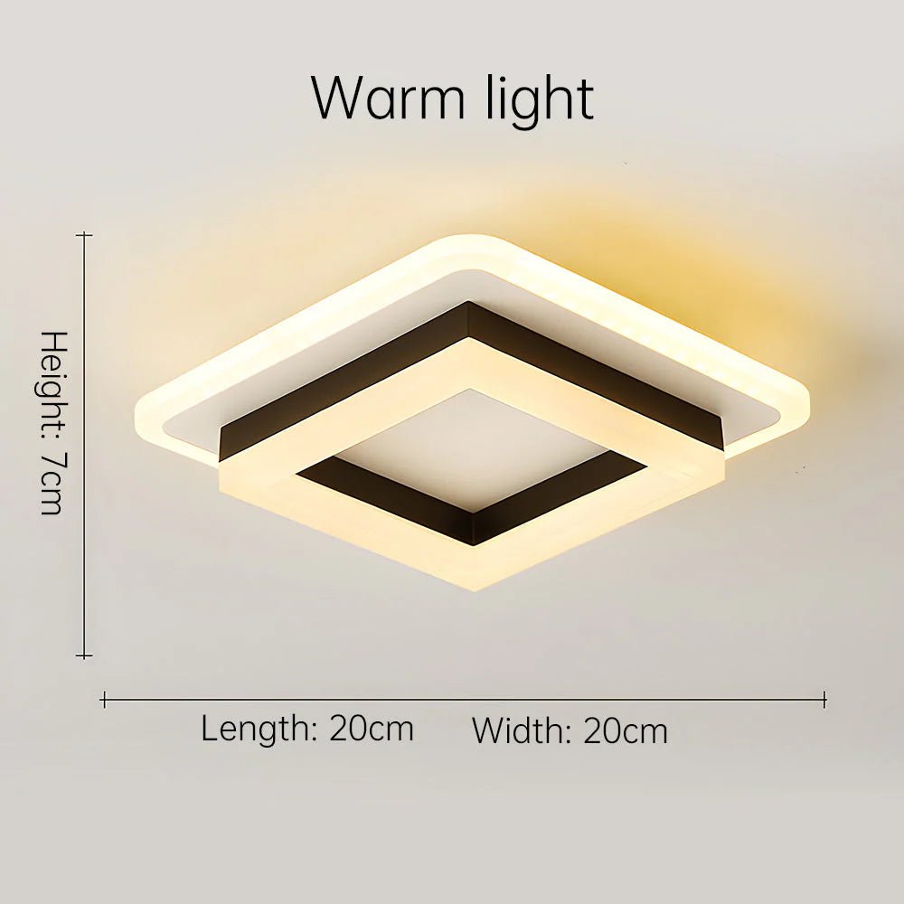 Kwadratowa lampa sufitowa z wbudowanym modułem LED - Złoty