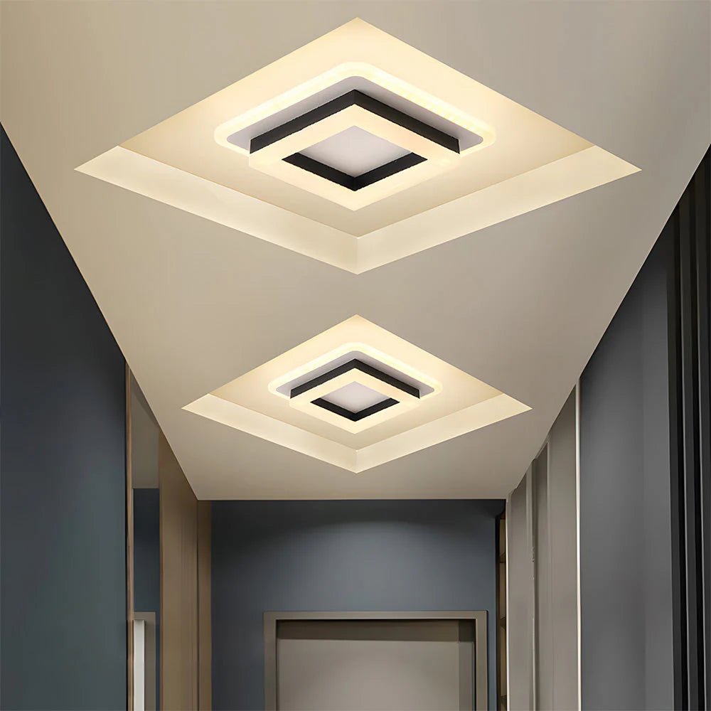 Kwadratowa lampa sufitowa z wbudowanym modułem LED - Czarny