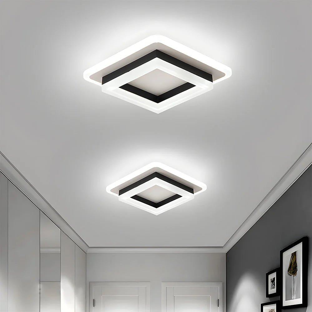 Kwadratowa lampa sufitowa z wbudowanym modułem LED - Czarny