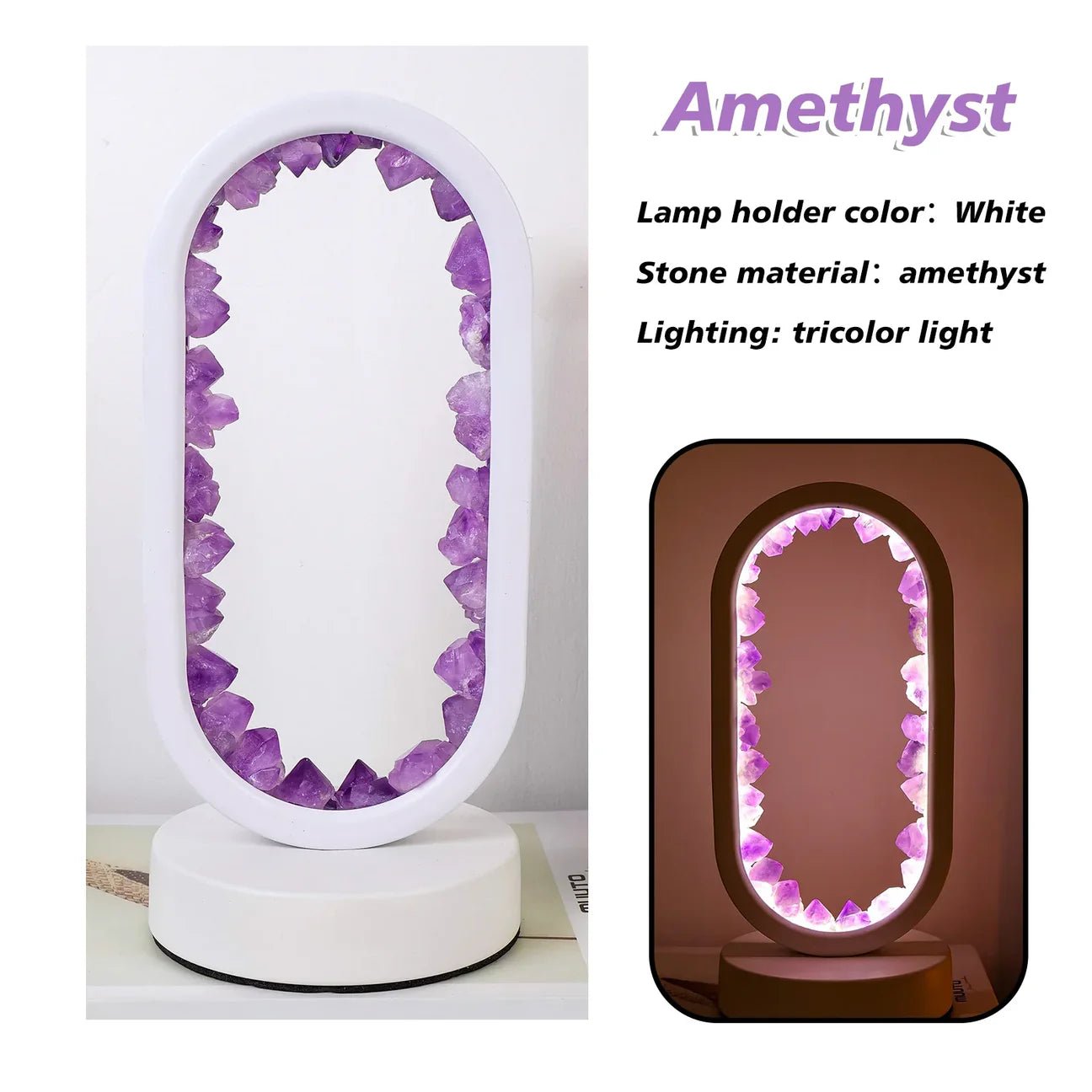 Lampa dekoracyjna z ametystem – akcent świetlny do wnętrz - Ametyst Biały