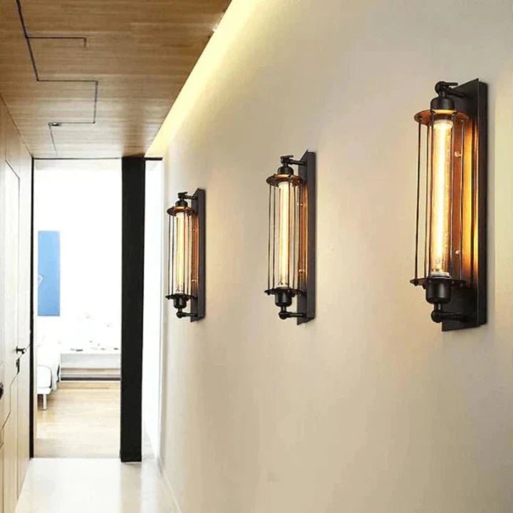 Lampa Ścienna w Stylu Industrialnym - Czarny
