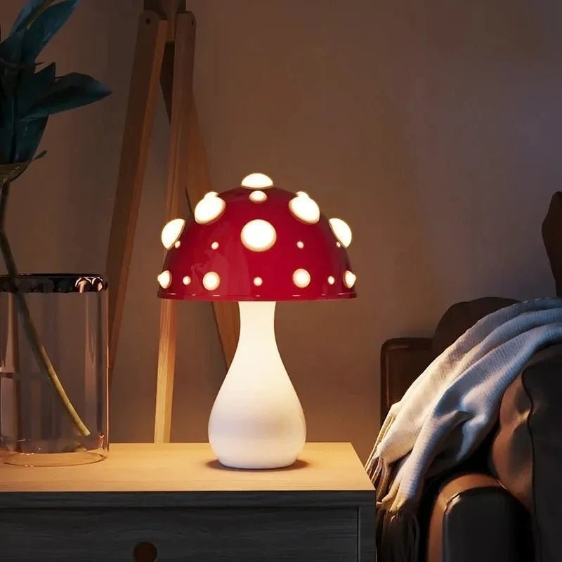 Lampa stołowa w stylu retro z abażurem w kropki - Duża: 30x20 cm