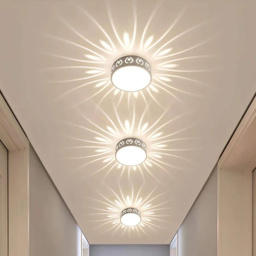 Lampa sufitowa okrągła z kryształu i akrylu - Zimna biel