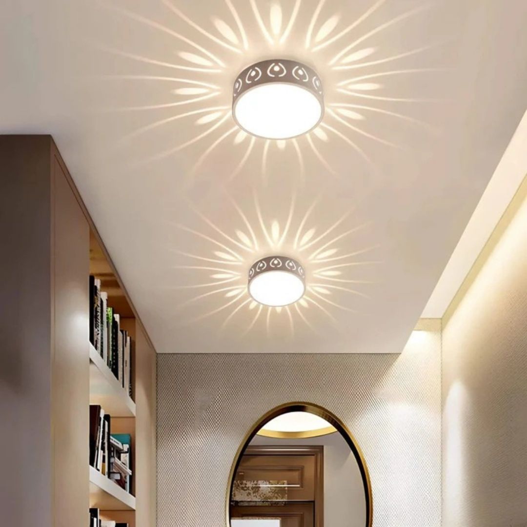 Lampa sufitowa okrągła z kryształu i akrylu - Zimna biel