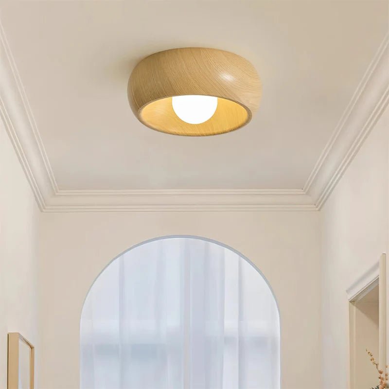 Lampa sufitowa szkło i metal - Kolor dębowy