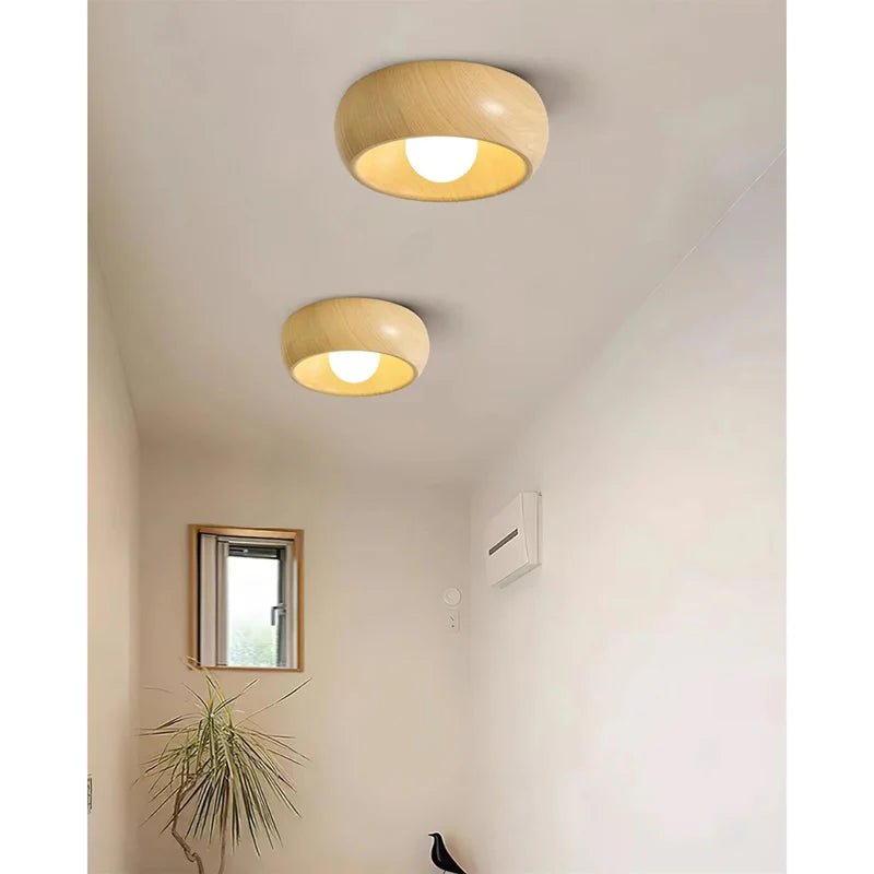 Lampa sufitowa szkło i metal - Kolor dębowy