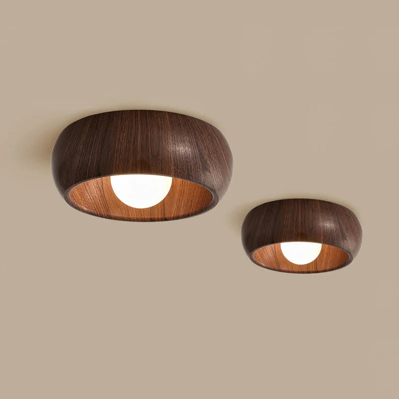 Lampa sufitowa szkło i metal - Kolor dębowy