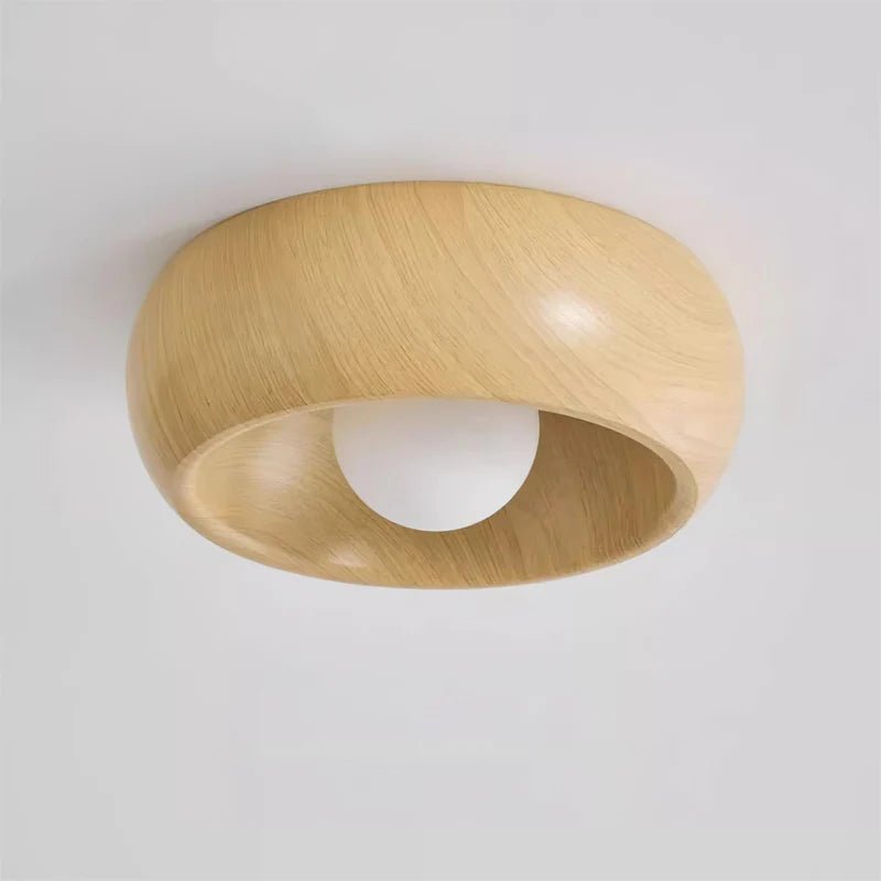 Lampa sufitowa szkło i metal - Kolor dębowy