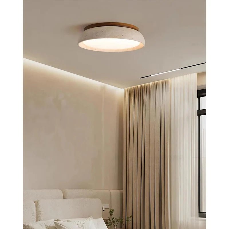 Lampa sufitowa trawertyn i akryl - Ø30 cm × (H) 7 cm