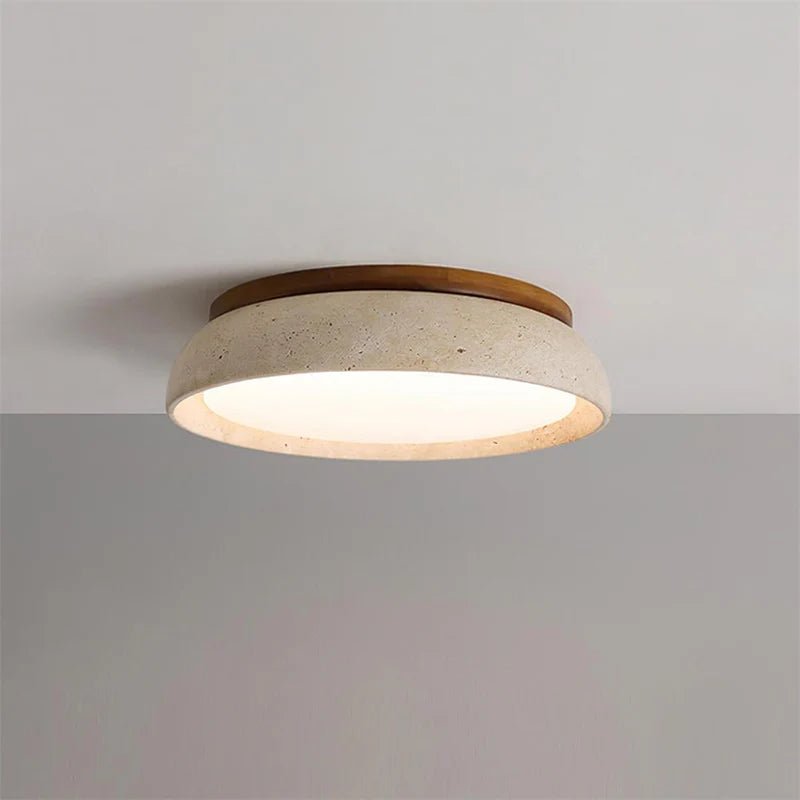 Lampa sufitowa trawertyn i akryl - Ø30 cm × (H) 7 cm