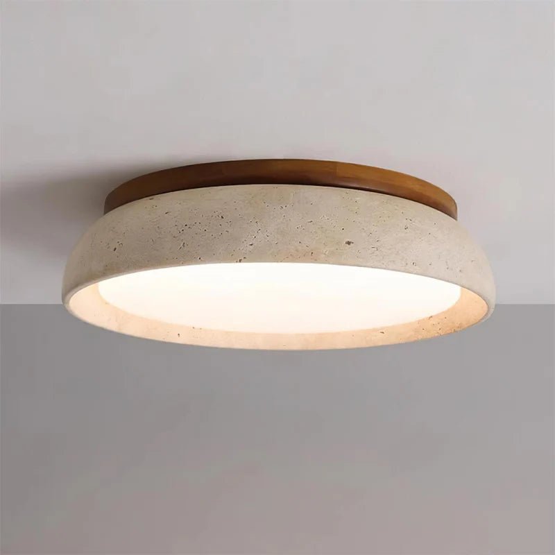 Lampa sufitowa trawertyn i akryl - Ø30 cm × (H) 7 cm