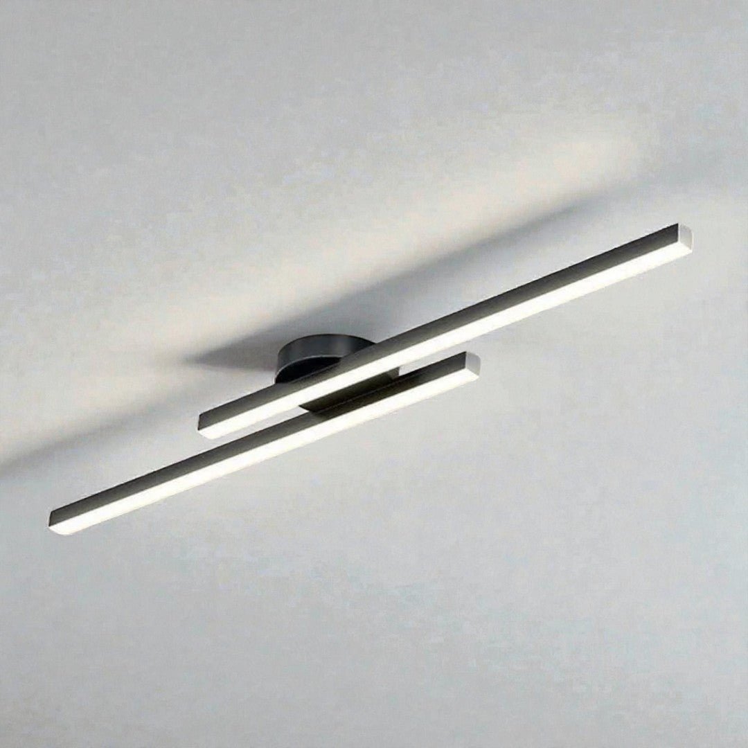 Lampa sufitowa z liniową obudową i centralnym mocowaniem - Czarny