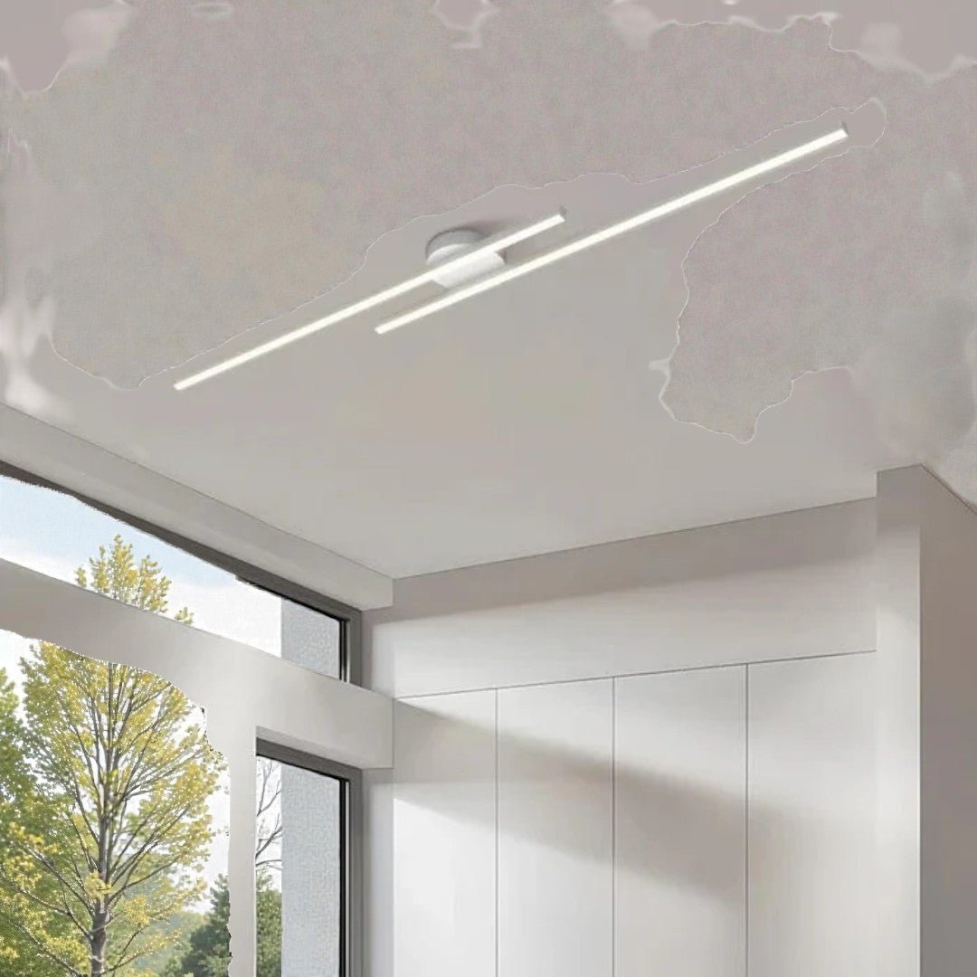 Lampa sufitowa z liniową obudową i centralnym mocowaniem - Biały