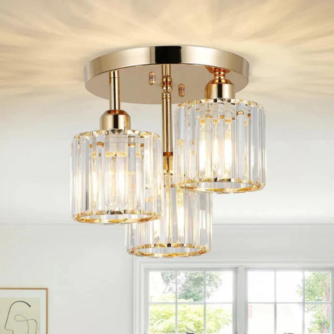 Lampa sufitowa z metalową podstawą i szklanymi kloszami - Czarny