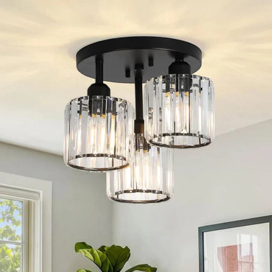 Lampa sufitowa z metalową podstawą i szklanymi kloszami - Złoty