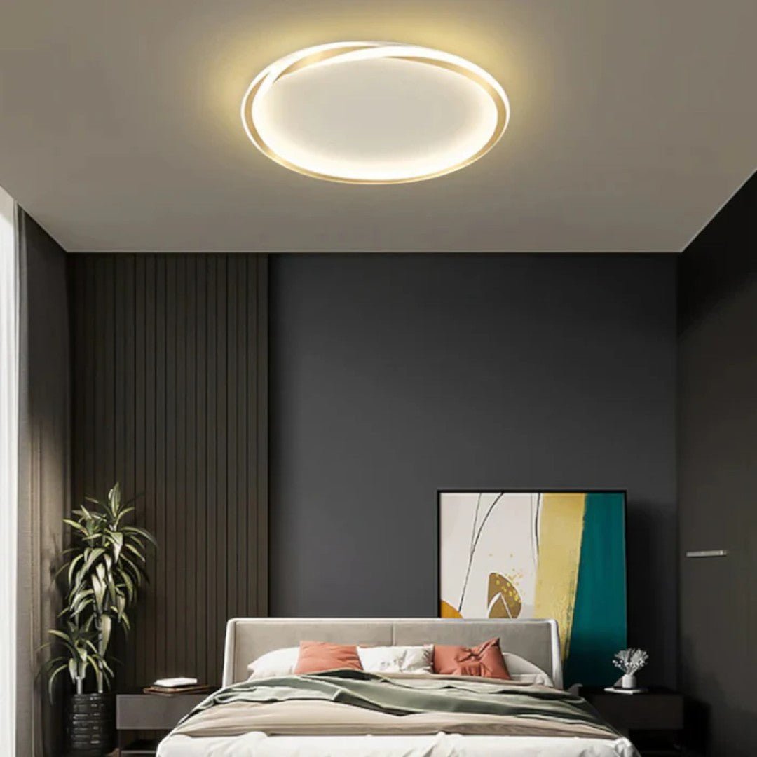 Lampa sufitowa z okrągłą konstrukcją i akrylową osłoną - Czarny