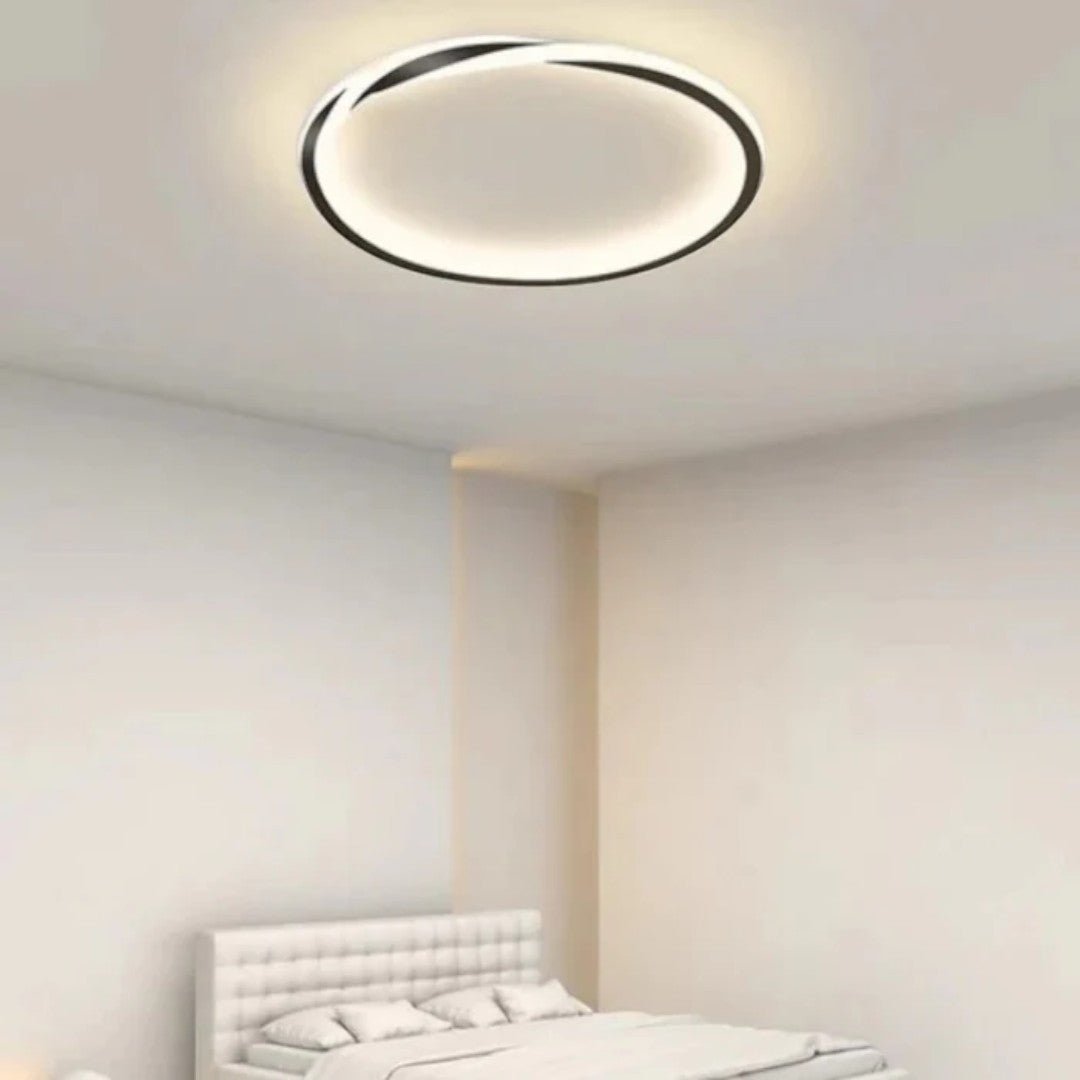 Lampa sufitowa z okrągłą konstrukcją i akrylową osłoną - Czarny