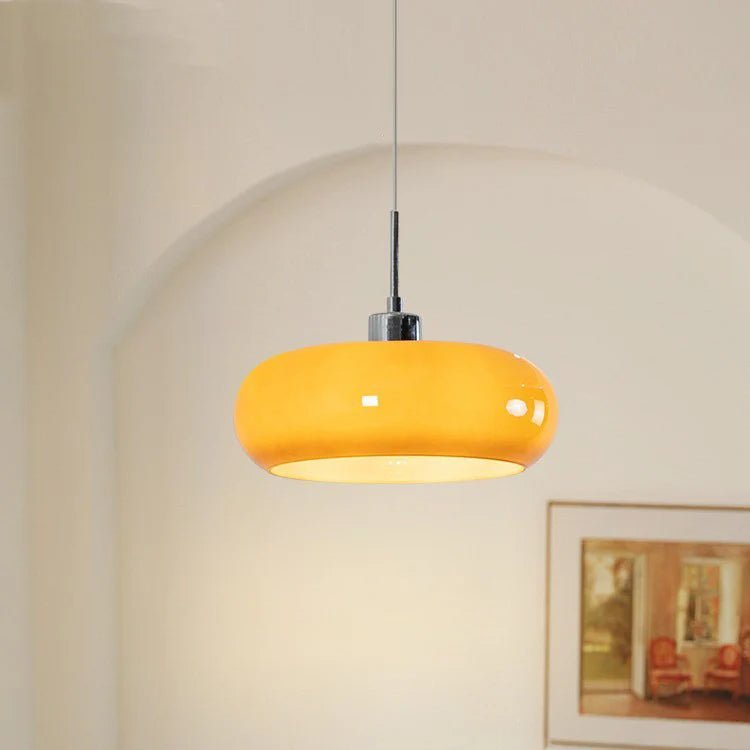Lampa Sufitowa ze Szklanym Kloszem i Metalową Podstawą - Pomarańcza
