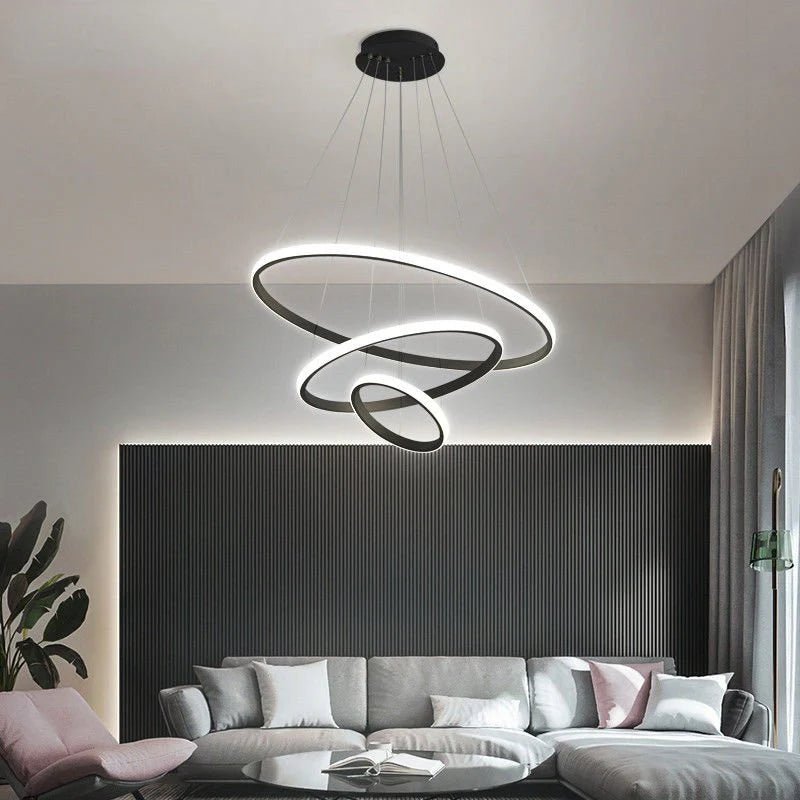 Lampa Wisząca LED z Okręgami – Model Nad Stół - Złoty