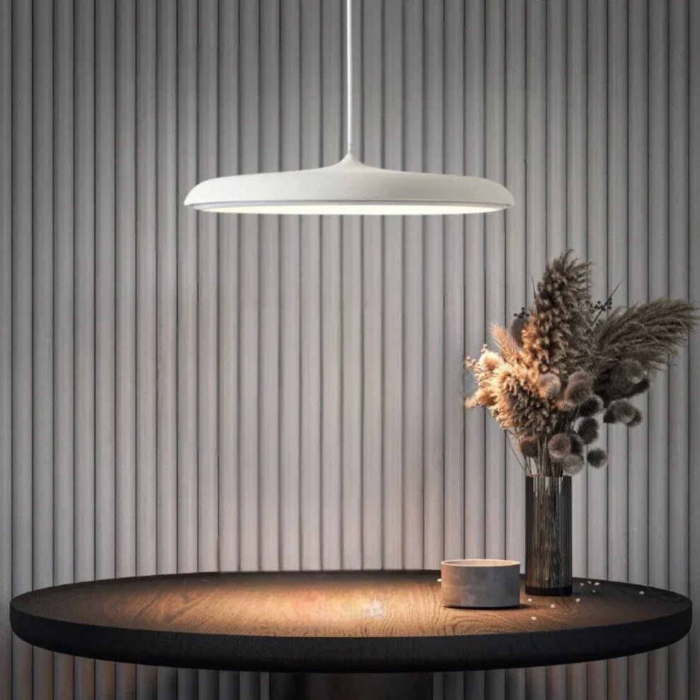Lampa wisząca skandynawska – Nowoczesny design – Drewno i metal – Do salonu lub jadalni - Biały