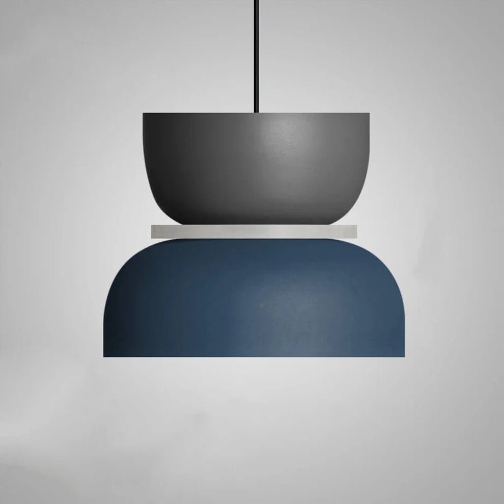 Lampa wisząca z aluminium o nowoczesnym, kontrastowym kształcie - Szary i niebieski