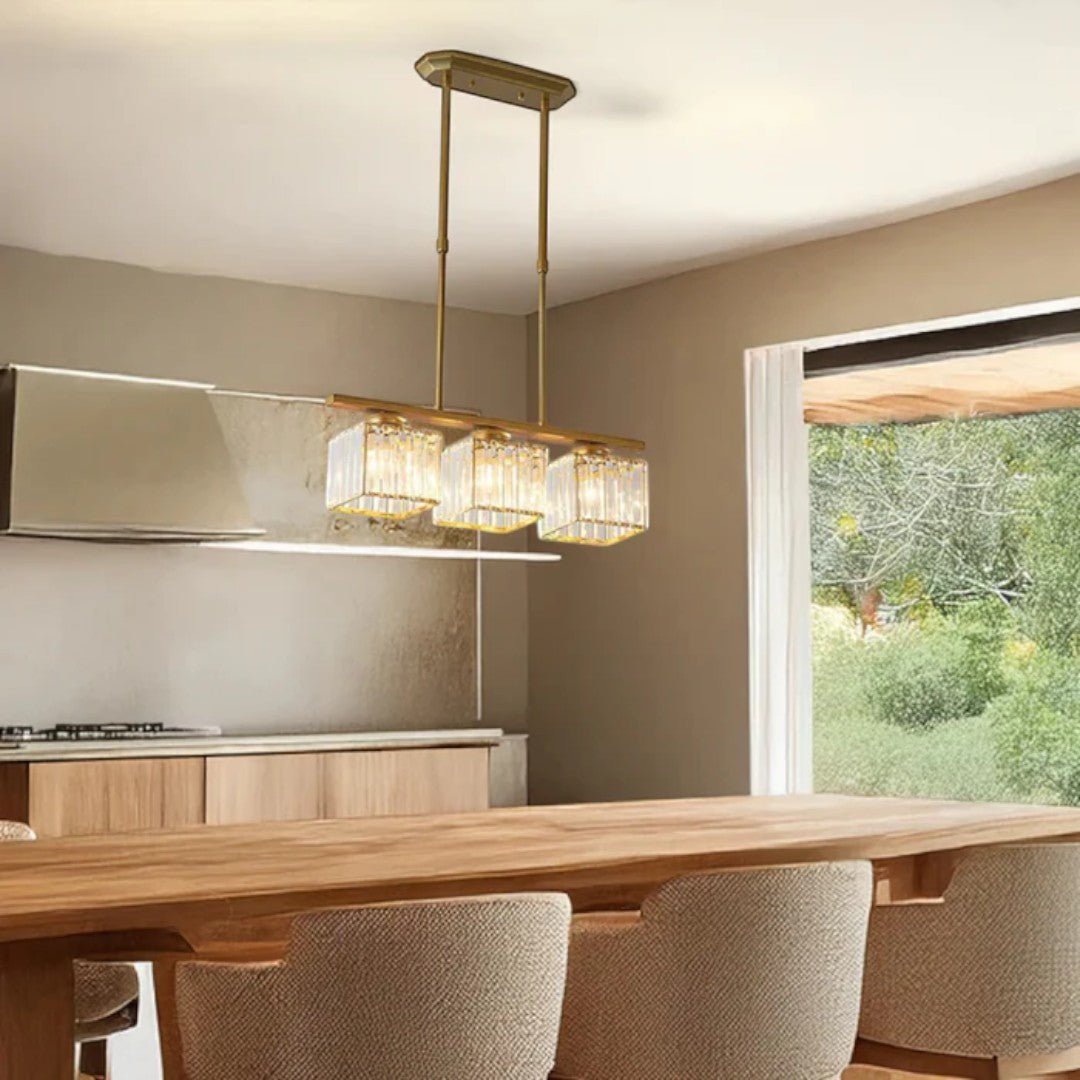 Lampa wisząca z metalową konstrukcją i długimi szklanymi kloszami - Okrągły