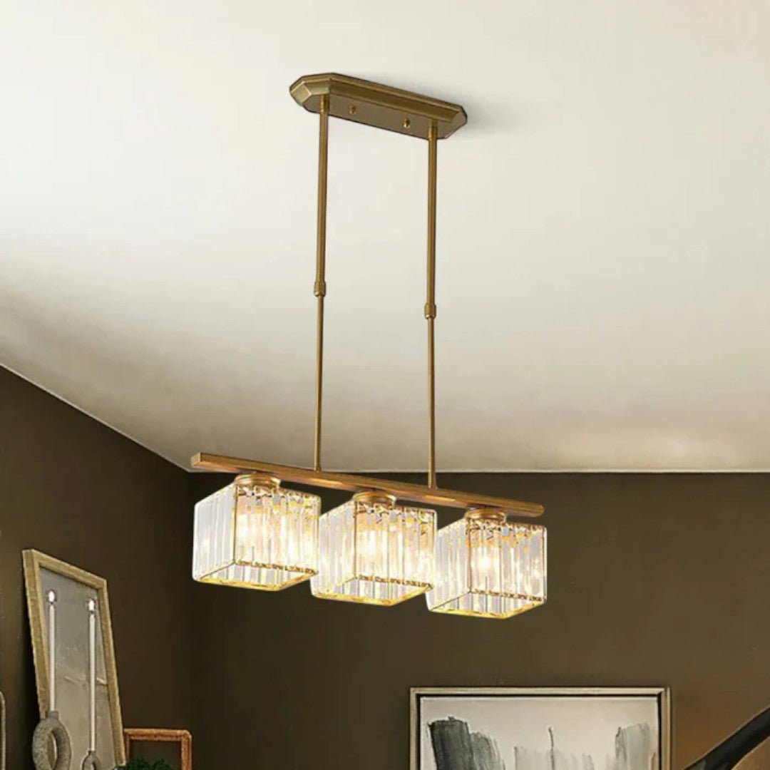 Lampa wisząca z metalową konstrukcją i długimi szklanymi kloszami - Okrągły