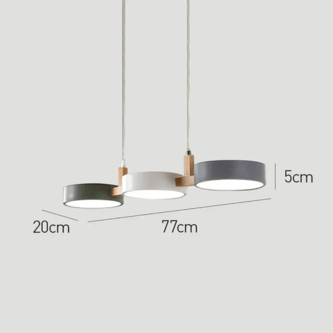 Lampa wisząca z metalową konstrukcją i drewnianym elementem - Zielony