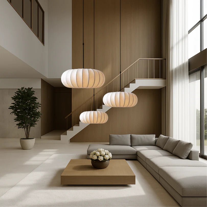 Lampa Wisząca z Metalu i Tkaniny - ∅ 50 cm