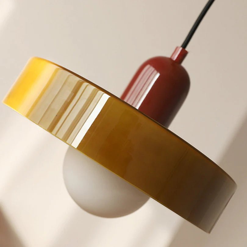 Lampa Wisząca ze Szkła i Metalu - Zielony wojskowy