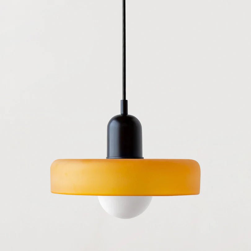 Lampa Wisząca ze Szkła i Metalu - Żółty (matowy)