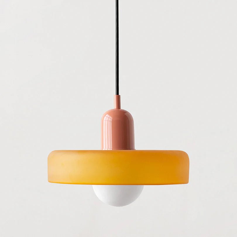 Lampa Wisząca ze Szkła i Metalu - Żółty (matowy)