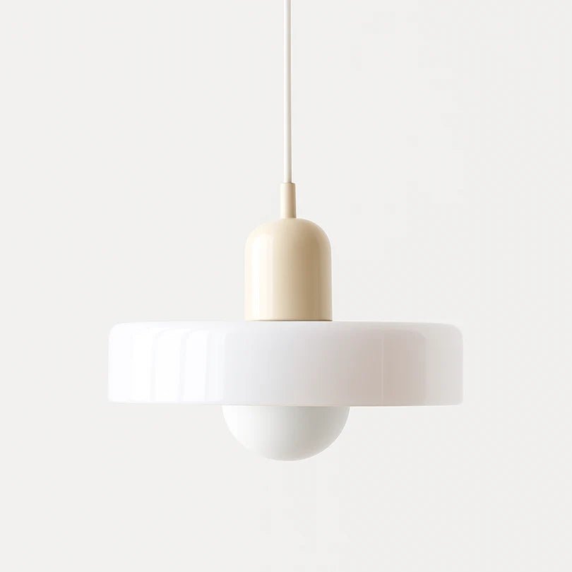 Lampa Wisząca ze Szkła i Metalu - Bialy