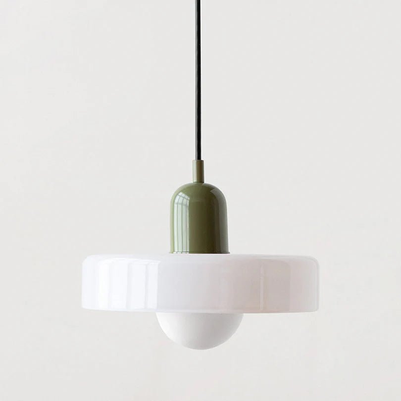 Lampa Wisząca ze Szkła i Metalu - Bialy