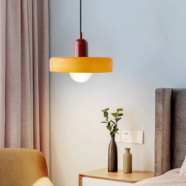 Lampa Wisząca ze Szkła i Metalu - Zielony wojskowy