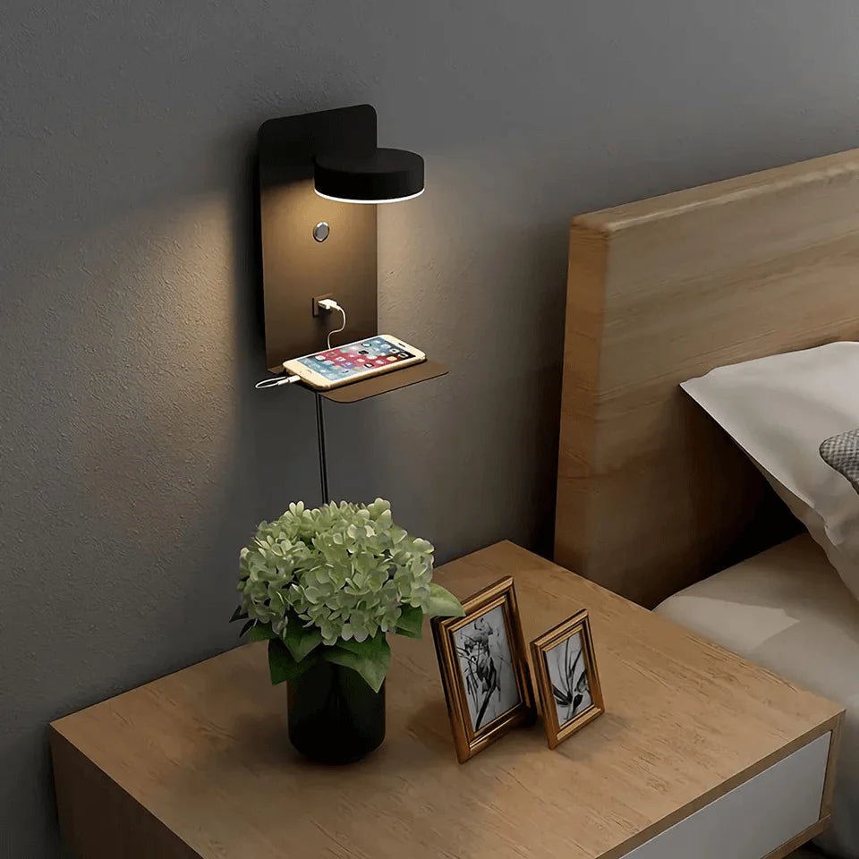 Obrotowa Lampa Ścienna z Gniazdem USB do Ładowania - Biały