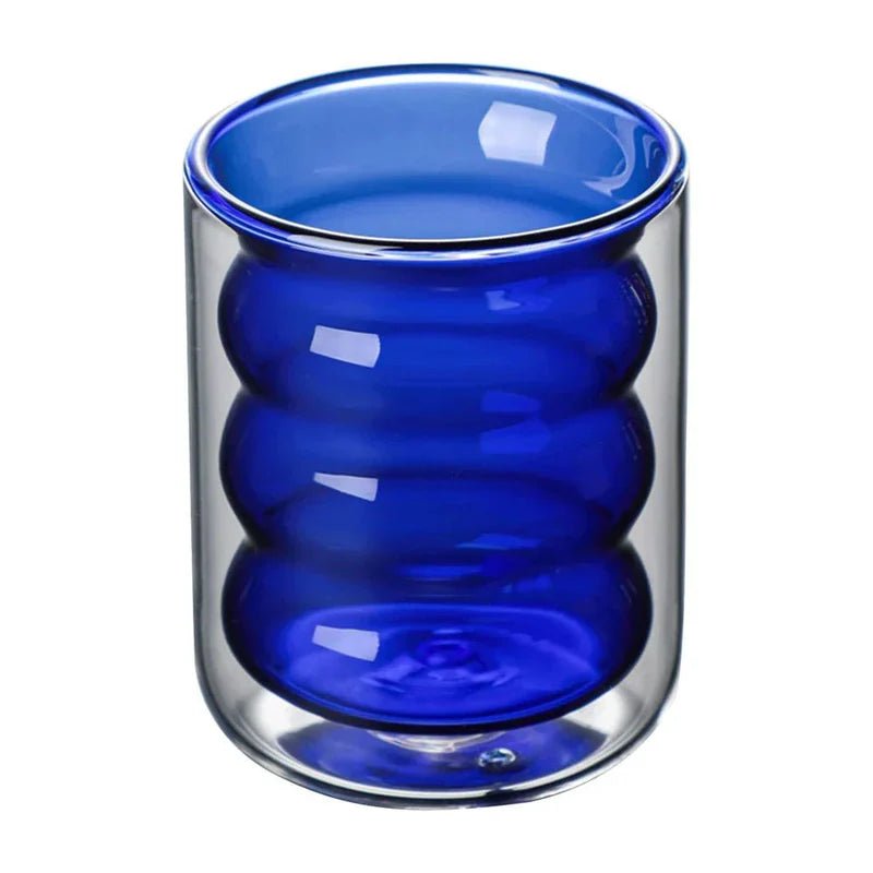 odwójna szklanka o falistym kształcie - Błękitny